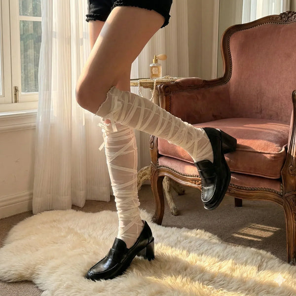 The Ethereal Ribbon-Lace Knee Highs (3-Pack Bundle) - SOLEVIBE International