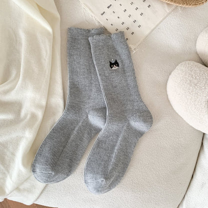 Cute Cat Embroidered Cozy Socks